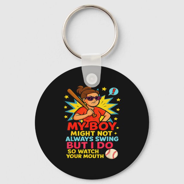 Baseball Mom Funny Quote For Mother's Day Gift  Nyckelring (Framsida)