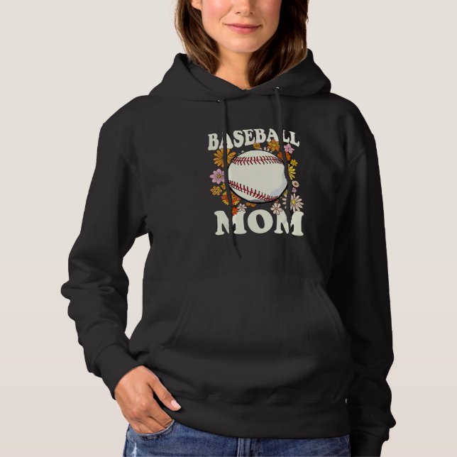 Baseball Mom Groovy Floral Women Baseball 1 T Shirt (Framsida)