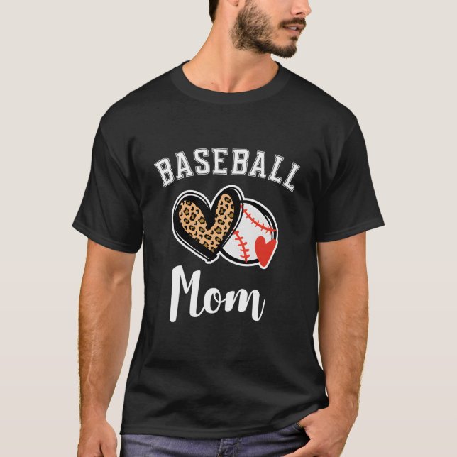 Baseball Mom Leopard He T Shirt (Framsida)