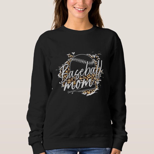 Baseball Mom Leopard Pattern Baseball Mother T Shirt (Framsida)