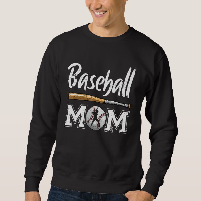Baseball Mom Leopard Print Baseball Mama Mother s  Lång Ärmad Tröja (Framsida)