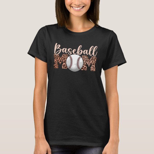 Baseball Mom Leopard Print Mom Life Mother s Day M T Shirt (Framsida)
