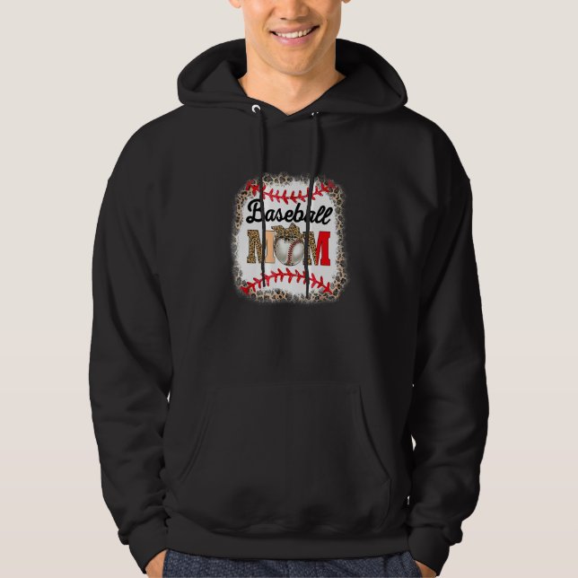 Baseball Mom Leopard  Softball Mom Mother s Day 20 Hoodie (Framsida)