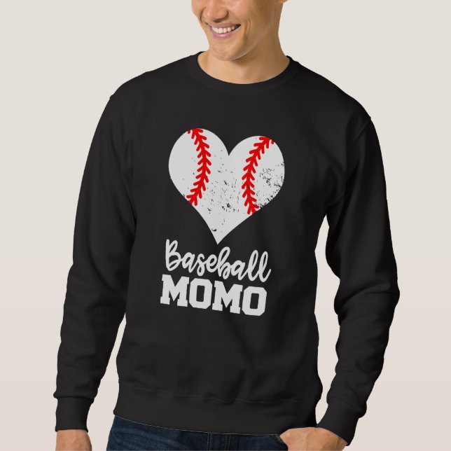 Baseball Momo Baseball Heart Grandma Momo Lång Ärmad Tröja (Framsida)