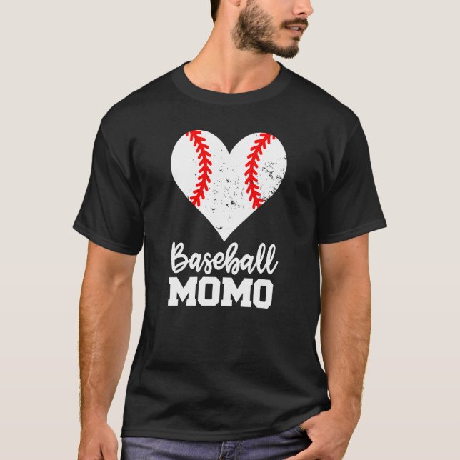 Baseball Momo Baseball Heart Grandma Momo T Shirt (Framsida)
