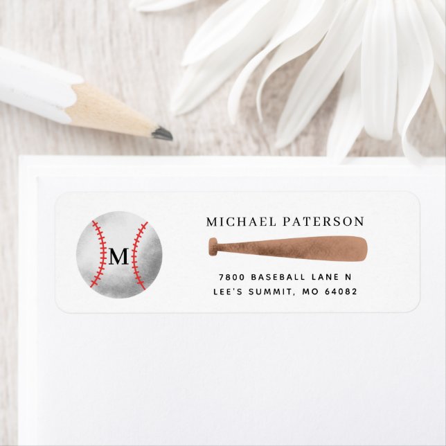 Baseball Monogram-Returadress Returadress Etikett (Insitu)