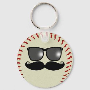 Baseball Mustache Keychain Nyckelring