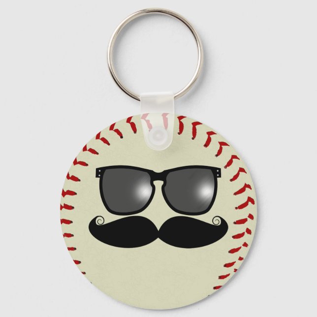 Baseball Mustache Keychain Nyckelring (Framsida)