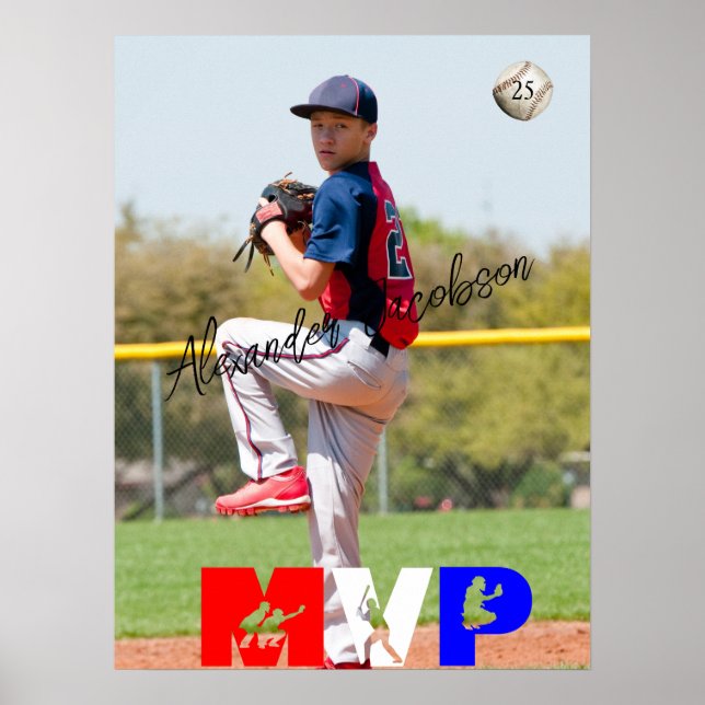 Baseball MVP ersätter Photo Anpassningsbar Poster (Framsidan)