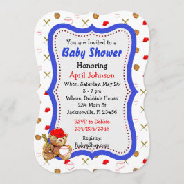 Baseball Nalle Baby Shower Inbjudan
