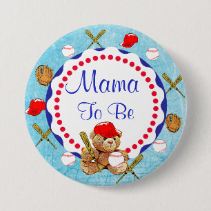 Baseball Nalle Mamma att vara babyskor Knapp