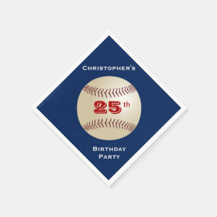 Baseball, Namn, blått 25:e Födelsedagsfestens Papp Pappersservett