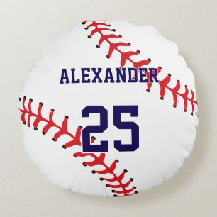 Baseball   Namn & Nummer Rund Kudde