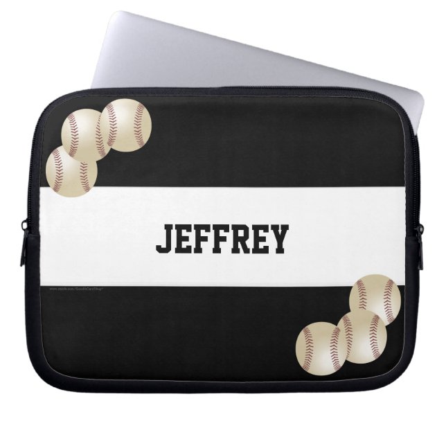 Baseball, Namn, Svartvit dator, Laptop Sleeve (Framsidan)