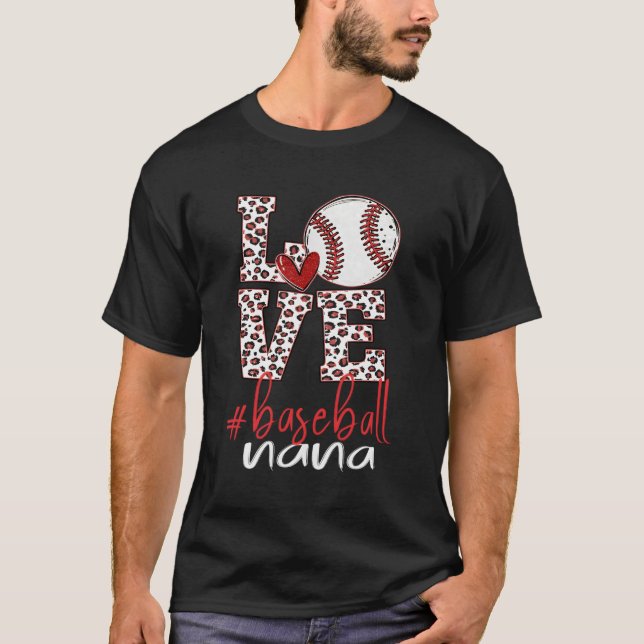Baseball Nana Leopard Baseball Nana Life Mor D T Shirt (Framsida)
