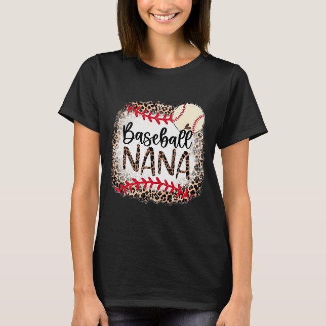 Baseball Nana Softball Leopard Matching Family T Shirt (Framsida)