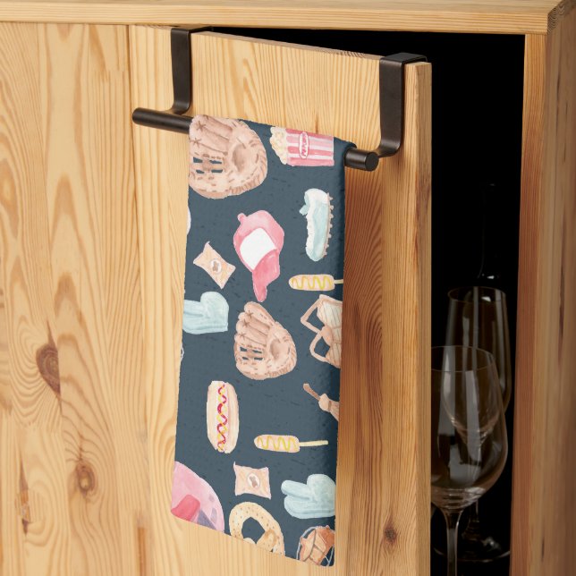 Baseball Navy Struktur Kökshandduk (Thirds Fold)