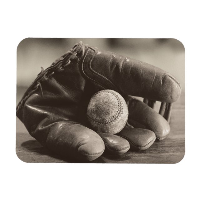 Baseball Nostalgia - Mitt och Baseball Magnet (Horisontell)