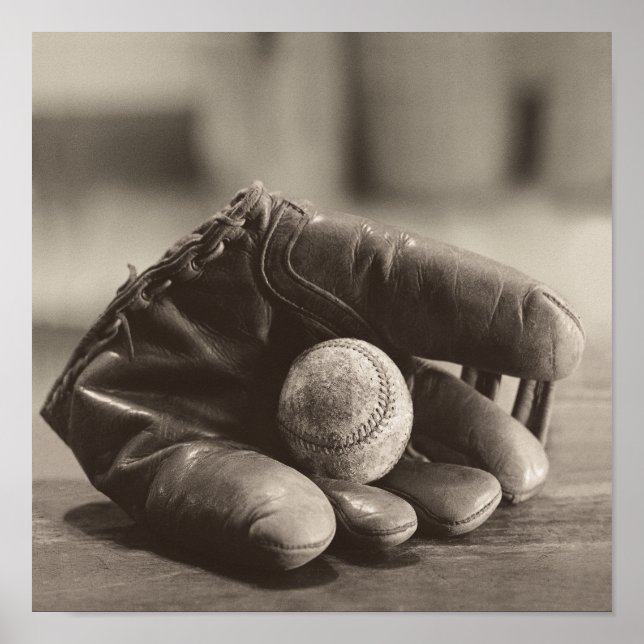 Baseball Nostalgia - Mitt och Baseball Poster (Framsidan)