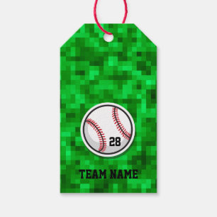 Baseball NUMBER Team NAMN Pixilated Grönt Grass Presentetikett