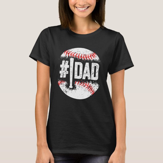 Baseball nummer ett pappa Son Baseball Far s Da T Shirt (Framsida)