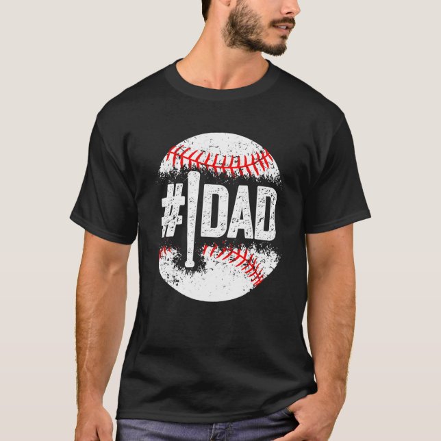 Baseball nummer ett pappa son Baseball Pappor Da T Shirt (Framsida)