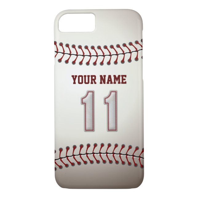 Baseball numrerar 11 med ditt namn - modernt Case-Mate iPhone skal (Baksida)