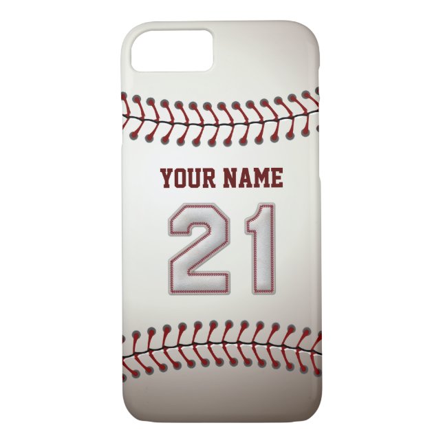 Baseball numrerar 21 med ditt namn - modernt Case-Mate iPhone skal (Baksida)