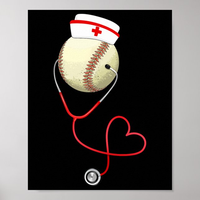 Baseball Nursing Lung för sjuksköterskans dag Spor Poster (Framsidan)