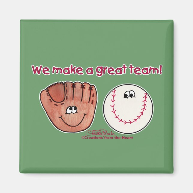 Baseball och Baseball Glove Team Magnet (Framsidan)