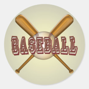 Baseball och Crossed Baseball Fladdermus Runt Klistermärke