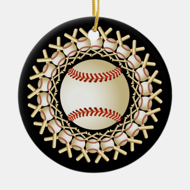 BASEBALL OCH FLADDERMÖSSPRYDNAD JULGRANSPRYDNAD KERAMIK (Framsidan)