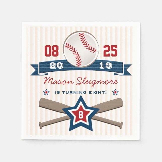 BASEBALL OCH FLADDERMUS BIRTHDAY PAPPERSSERVETT (Framsidan)