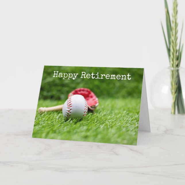 Baseball och fladdermus ligger på grönt pension kort (Framsida)