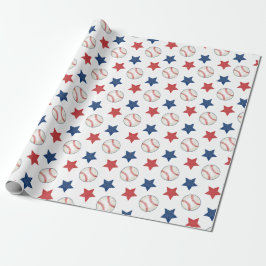 Baseball och Stars Red White och Blue Mönster Presentpapper