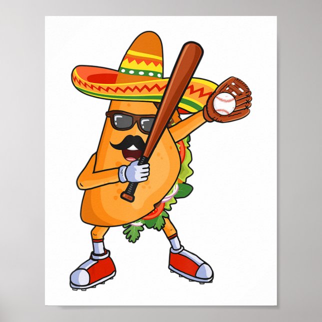 Baseball och Tacos Dabbing Cinco de Mayo för barn Poster (Framsidan)