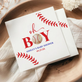 Baseball Oh Boy Brown White Baby Shower Pappersservett