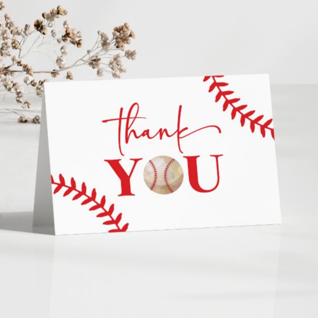 Baseball Oh Boy Red Blue White Baby Shower Tack Kort (Skapare uppladdad)