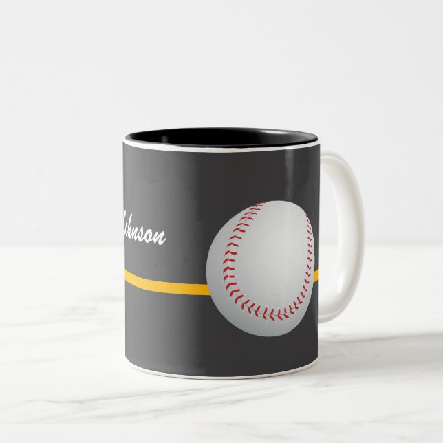 Baseball on a dark gray Background personalize Två-Tonad Mugg (Framsida höger)