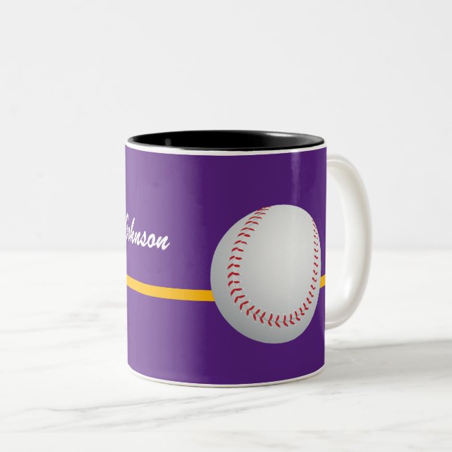 Baseball on colorful purple Background personalize Två-Tonad Mugg (Framsida höger)