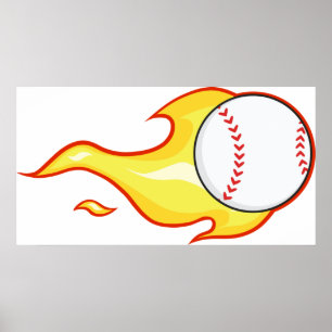 Baseball on Fire Poster