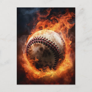 Baseball on Fire Vykort