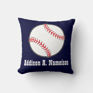 Baseball on Navy Blue Namn Sports Room Boys Throw Kudde