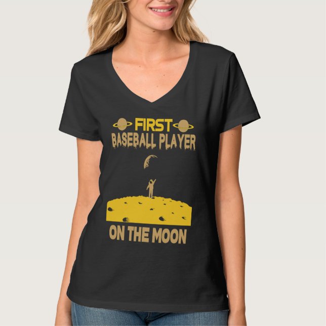 Baseball On The Moon T Shirt (Framsida)