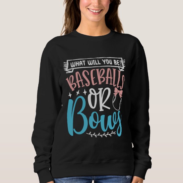 Baseball Or Bows In Blue And Pink  Party Idea T Shirt (Framsida)
