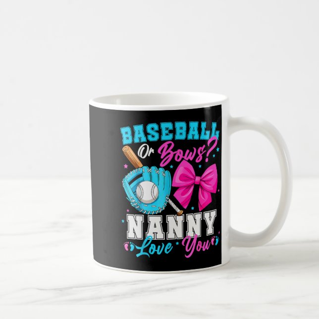 Baseball Or Bows Nanny Loves You Gender Reveal Fam Kaffemugg (Höger)