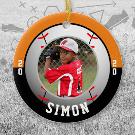 Baseball Orange Black Team Färg Julgransprydnad Keramik