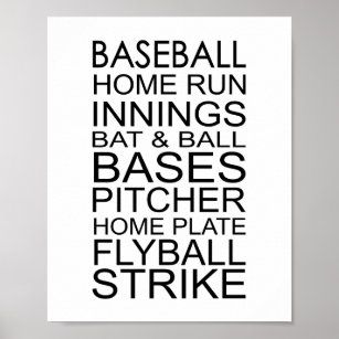 Baseball Ord och fraserTypografi Poster
