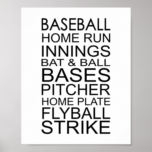Baseball Ord och fraserTypografi Poster (Framsidan)