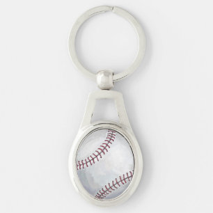 Baseball Ovalt Silverfärgad Nyckelring